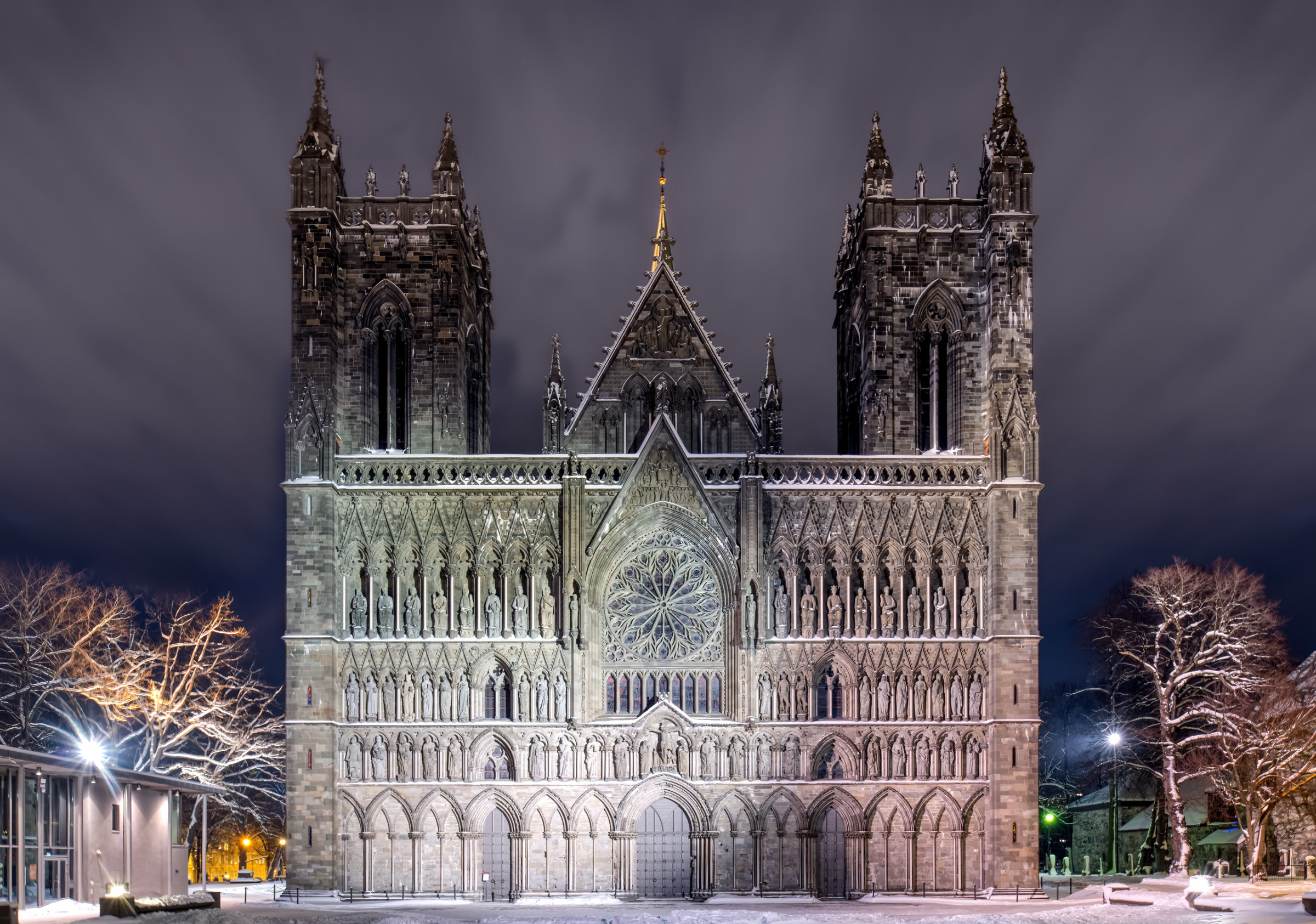 Trondheim Cathedral at night